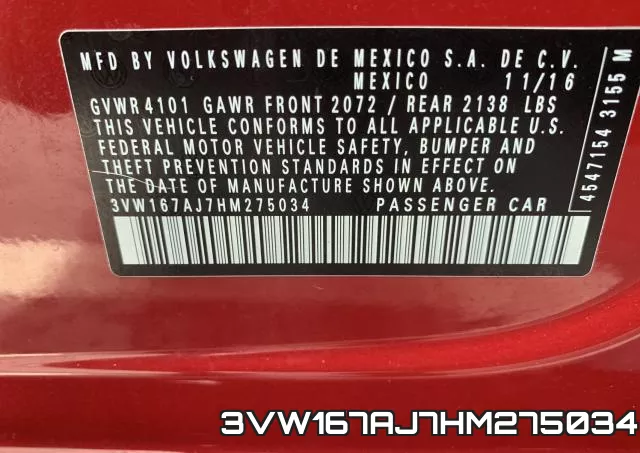 3VW167AJ7HM275034 фото 2