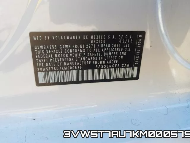 3VW5T7AU7KM000579 фото 2