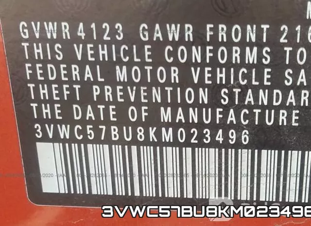3VWC57BU8KM023496 фото 10