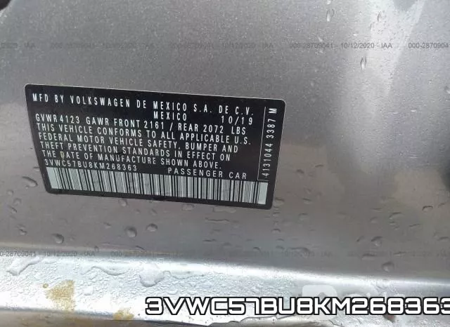 3VWC57BU8KM268363 фото 9