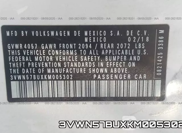 3VWN57BUXKM005302 фото 10