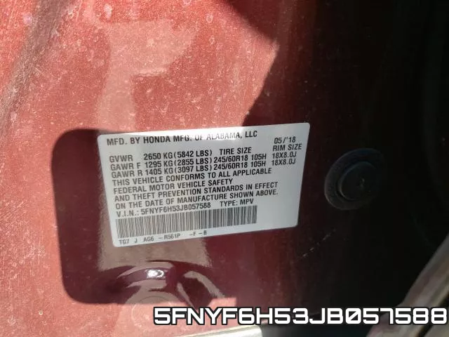 5FNYF6H53JB057588 фото 2