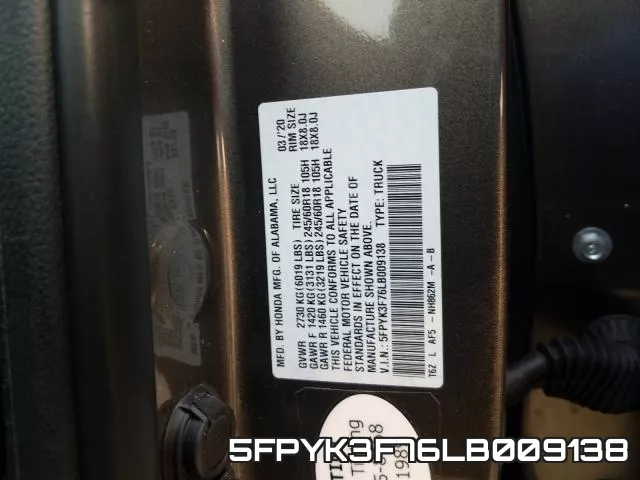 5FPYK3F76LB009138 фото 2