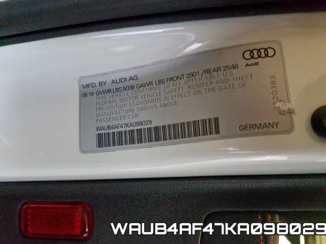 WAUB4AF47KA098029 фото 2