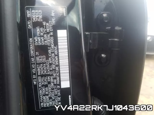 YV4A22RK7J1043600 фото 2