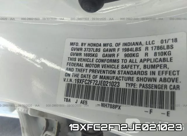 19XFC2F72JE021023 фото 10