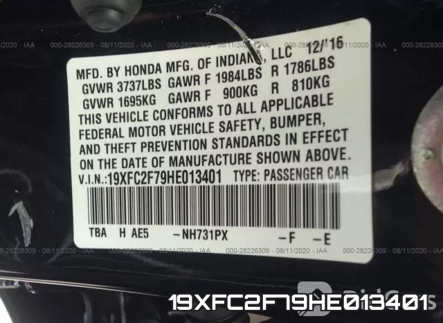 19XFC2F79HE013401 фото 10
