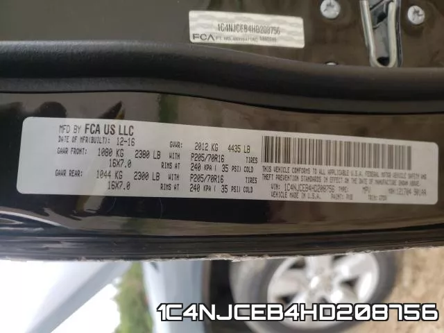 1C4NJCEB4HD208756 фото 2