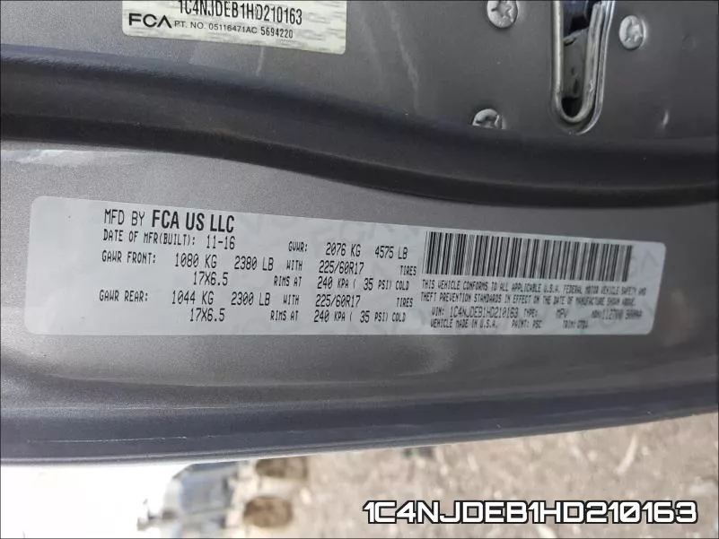 1C4NJDEB1HD210163 фото 2