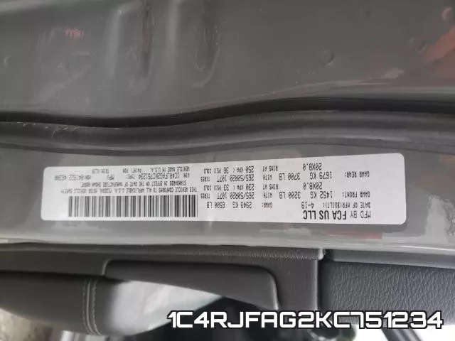 1C4RJFAG2KC751234 фото 2