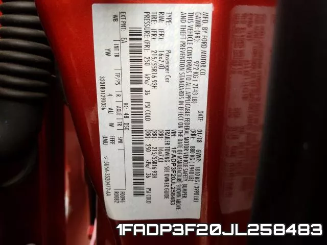 1FADP3F20JL258483 фото 2