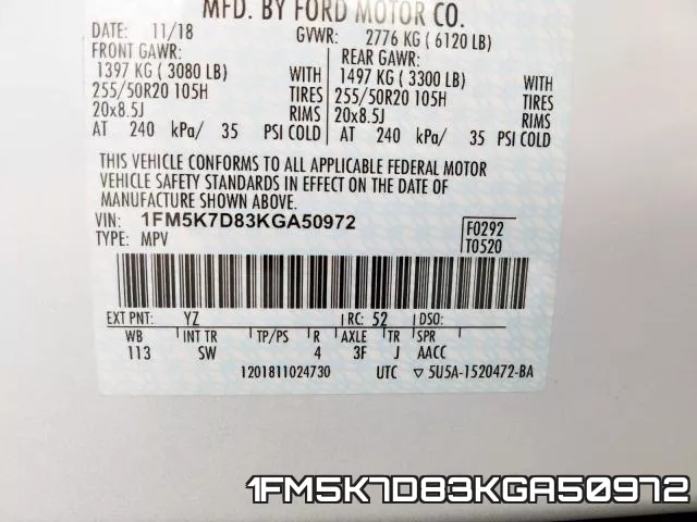 1FM5K7D83KGA50972 фото 2