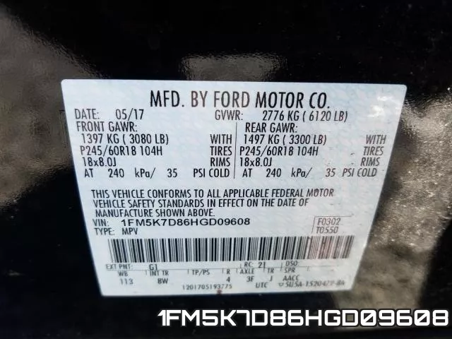 1FM5K7D86HGD09608 фото 2