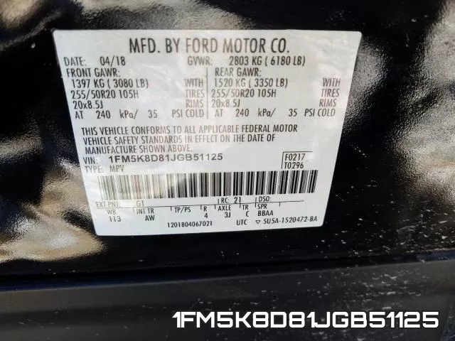 1FM5K8D81JGB51125 фото 2