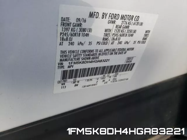 1FM5K8DH4HGA83221 фото 2