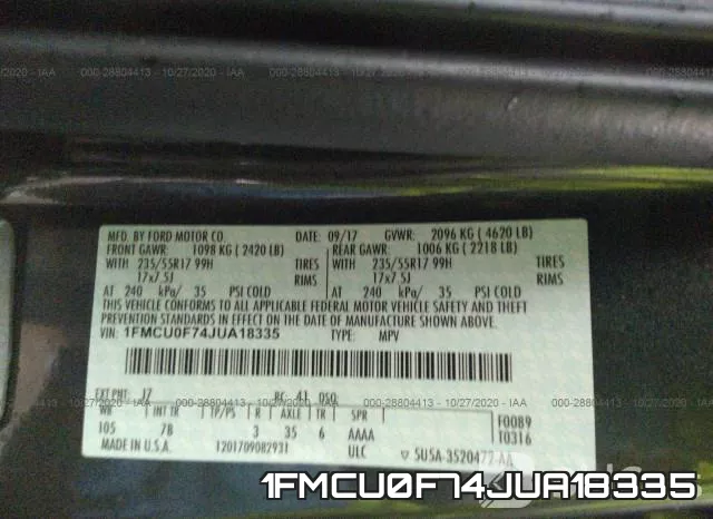 1FMCU0F74JUA18335 фото 10