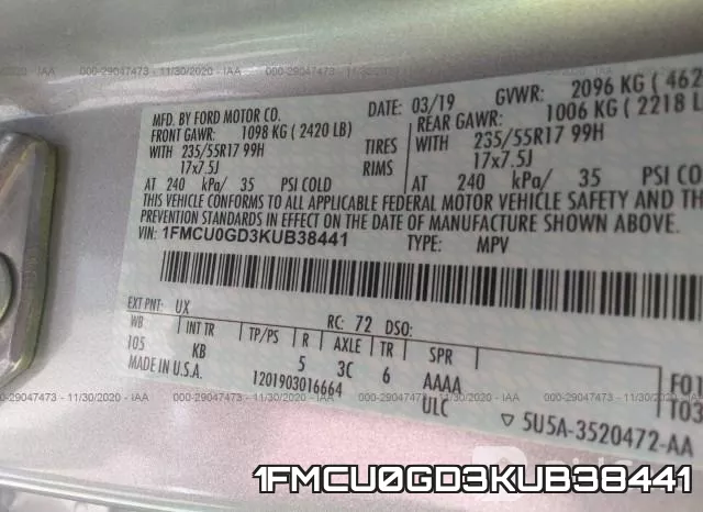 1FMCU0GD3KUB38441 фото 10