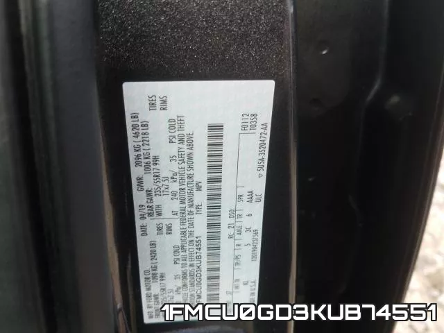 1FMCU0GD3KUB74551 фото 2