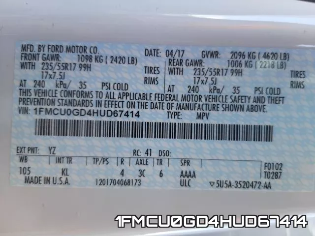 1FMCU0GD4HUD67414 фото 2