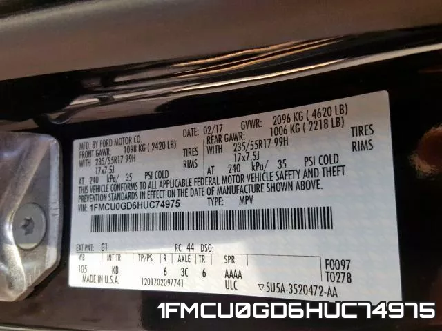 1FMCU0GD6HUC74975 фото 2