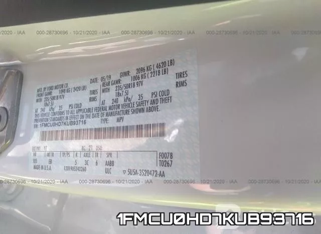 1FMCU0HD7KUB93716 фото 10