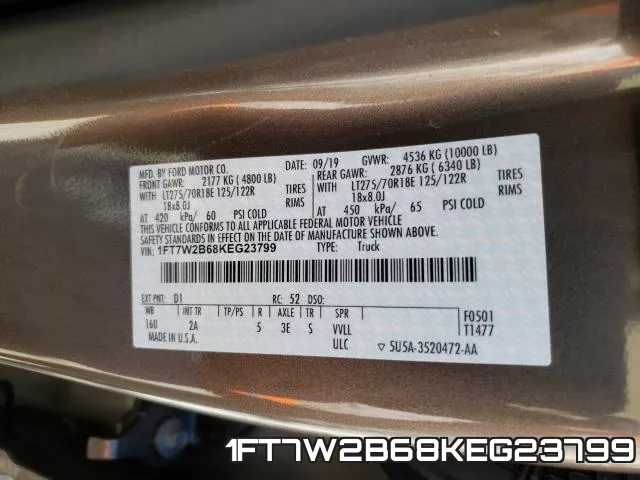 1FT7W2B68KEG23799 фото 2