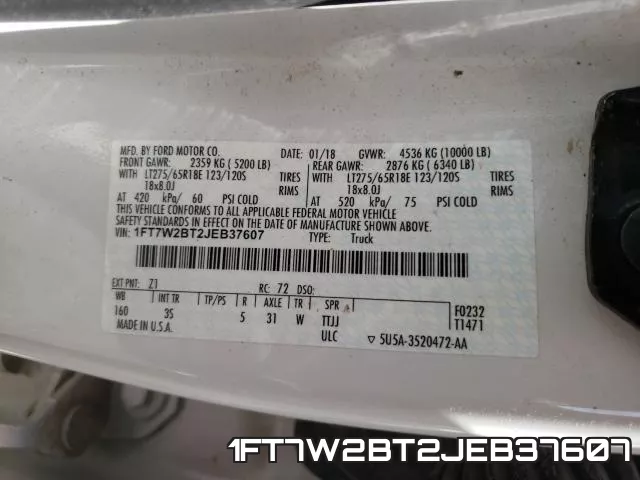 1FT7W2BT2JEB37607 фото 2