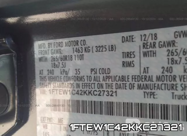 1FTEW1C42KKC27321 фото 10