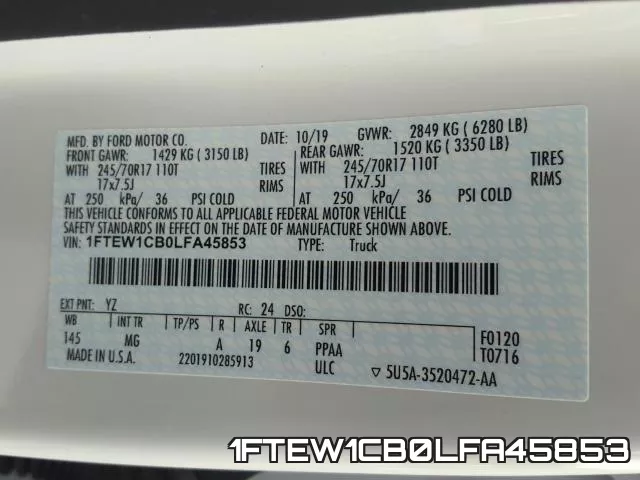 1FTEW1CB0LFA45853 фото 2