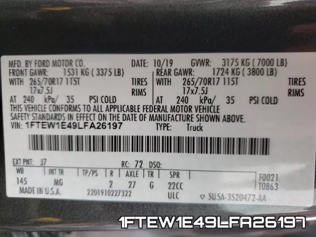 1FTEW1E49LFA26197 фото 2
