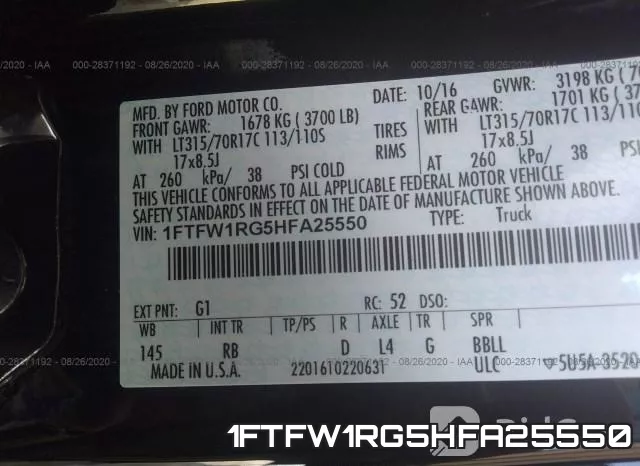 1FTFW1RG5HFA25550 фото 10