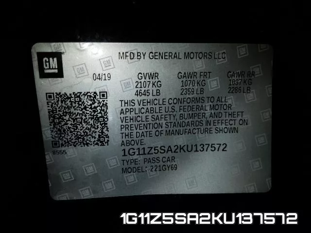 1G11Z5SA2KU137572 фото 2