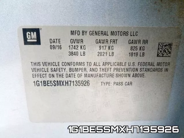 1G1BE5SMXH7135926 фото 2