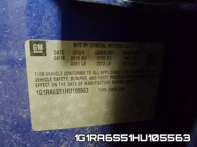 1G1RA6S51HU105563 фото 2