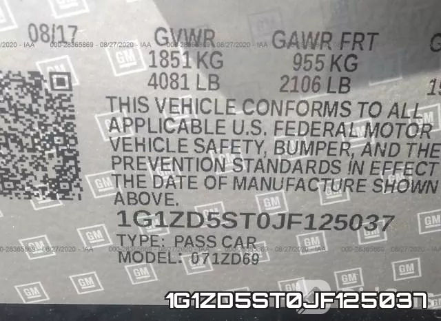 1G1ZD5ST0JF125037 фото 10