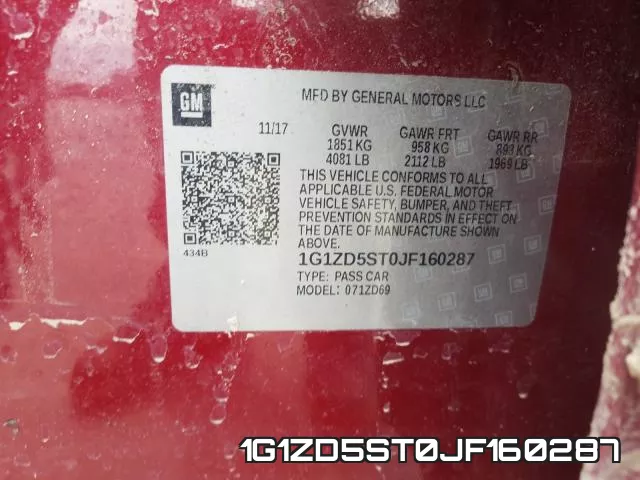 1G1ZD5ST0JF160287 фото 2