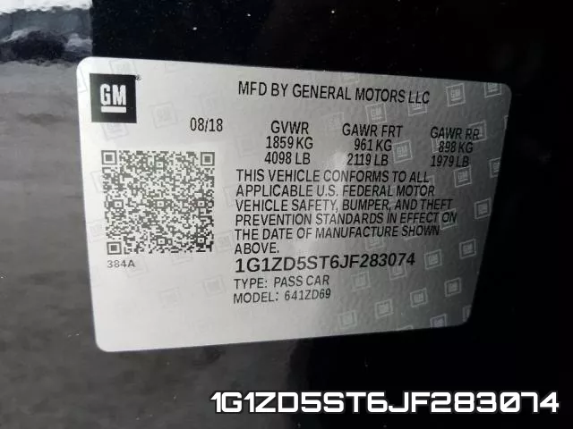 1G1ZD5ST6JF283074 фото 2