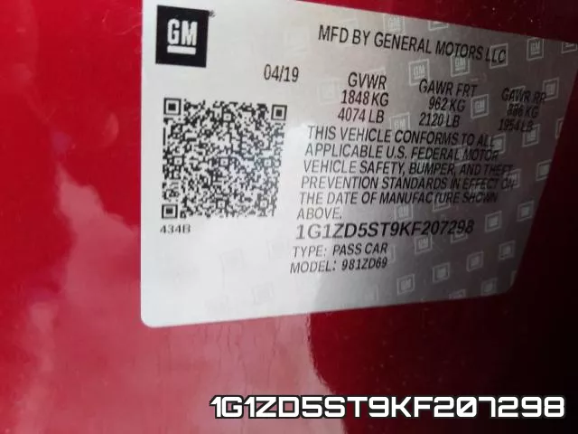 1G1ZD5ST9KF207298 фото 2