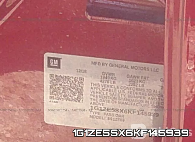 1G1ZE5SX6KF145939 фото 10