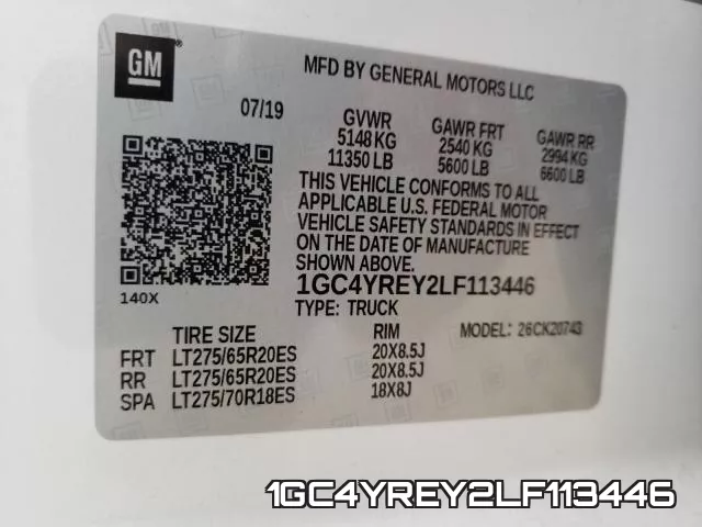 1GC4YREY2LF113446 фото 2