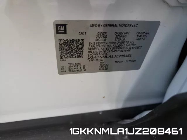 1GKKNMLA1JZ208461 фото 2