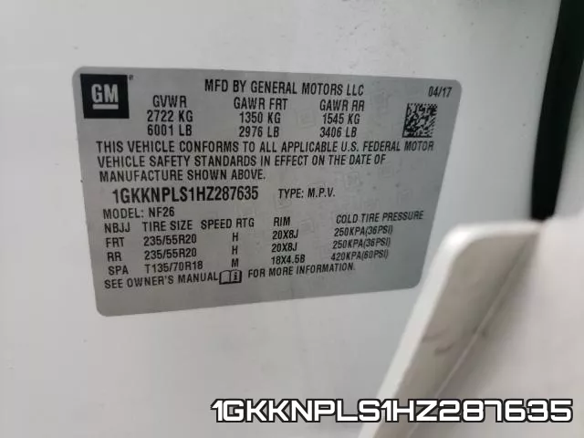 1GKKNPLS1HZ287635 фото 2