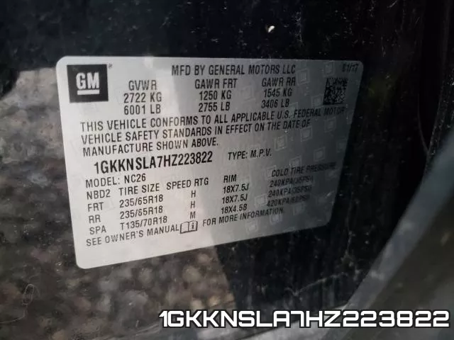 1GKKNSLA7HZ223822 фото 2