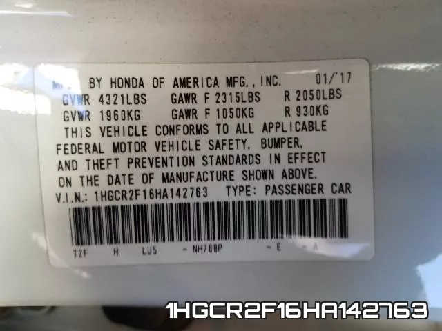 1HGCR2F16HA142763 фото 2