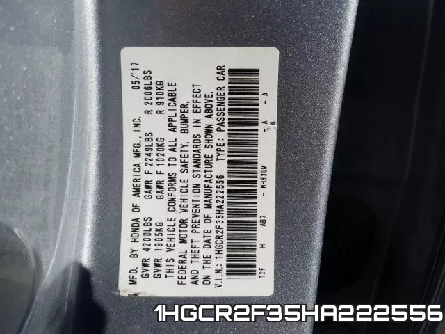 1HGCR2F35HA222556 фото 2