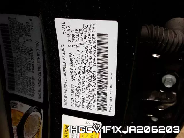 1HGCV1F1XJA206203 фото 2