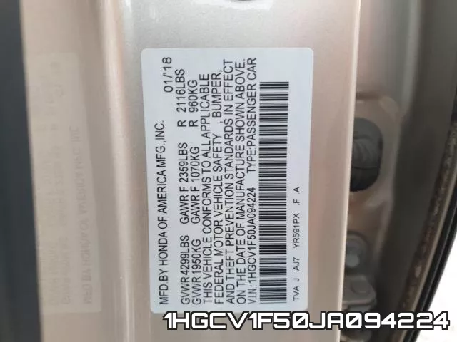 1HGCV1F50JA094224 фото 2