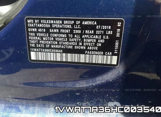 1VWAT7A36HC003540 фото 10