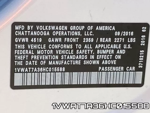 1VWAT7A36HC015588 фото 2