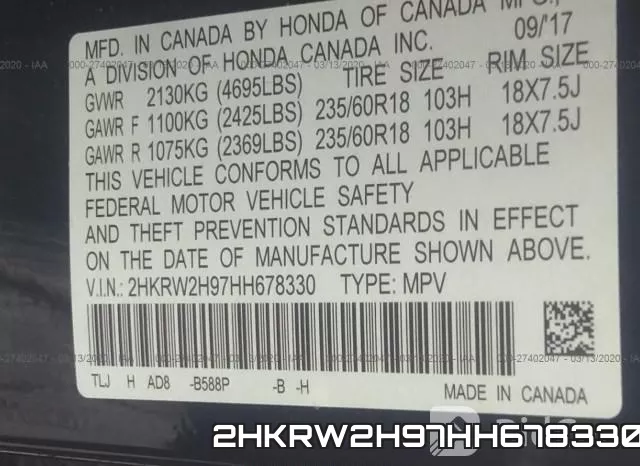 2HKRW2H97HH678330 фото 10
